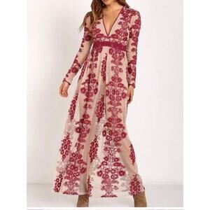 For Love & Lemons  Womens Temecula Maxi Dress in the Color Wine Size M